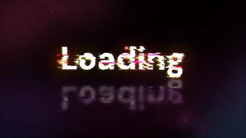 3D rendering loading text with screen effects of technological glitches Illustrazione stock