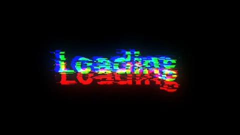 3D rendering loading text with screen effects of technological glitches Stock Illustration