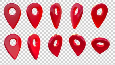 3d rendering location map pin gps pointer markers, transparent background Stock Illustration