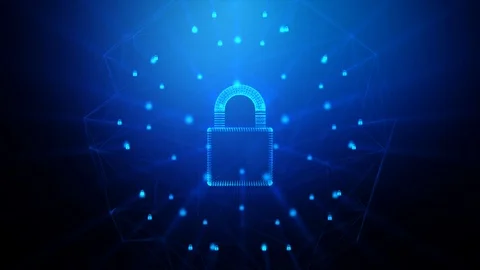 3D Rendering lock icon with random 0 1 binary digit number Stock Footage 126377018