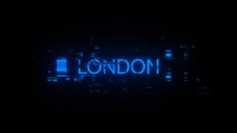 3D rendering London text with screen effects of technological glitches イラスト素材