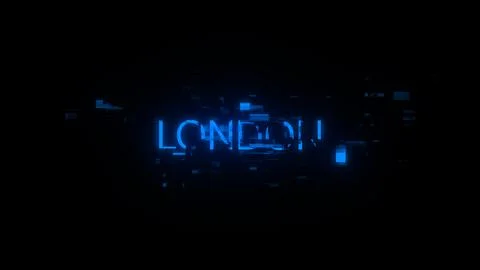 3D rendering London text with screen effects of technological glitches イラスト素材