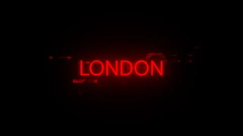 3D rendering London text with screen effects of technological glitches 库存插图