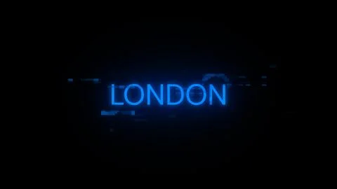3D rendering London text with screen effects of technological glitches 库存插图