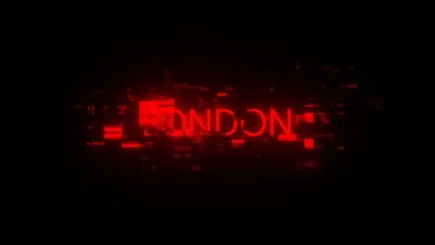 3D rendering London text with screen effects of technological glitches イラスト素材