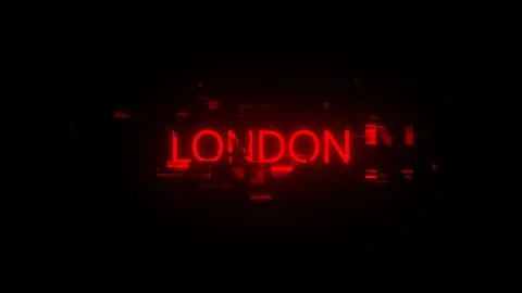 3D rendering London text with screen effects of technological glitches 库存插图