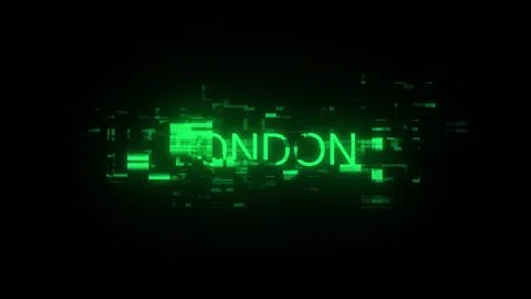 3D rendering London text with screen effects of technological glitches イラスト素材