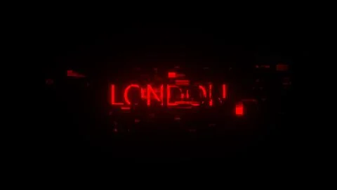 3D rendering London text with screen effects of technological glitches 库存插图
