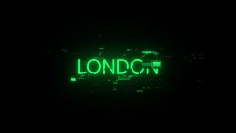 3D rendering London text with screen effects of technological glitches イラスト素材