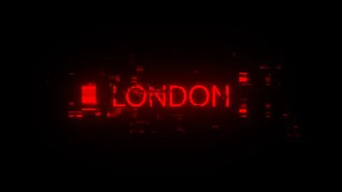 3D rendering London text with screen effects of technological glitches 库存插图
