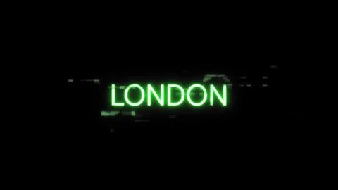 3D rendering London text with screen effects of technological glitches イラスト素材