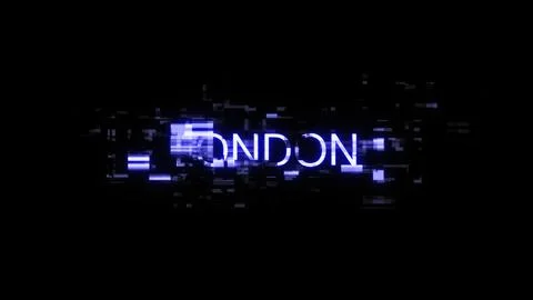 3D rendering London text with screen effects of technological glitches イラスト素材