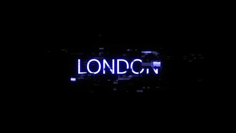 3D rendering London text with screen effects of technological glitches 库存插图