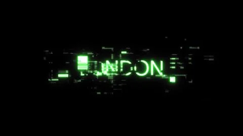 3D rendering London text with screen effects of technological glitches 库存插图