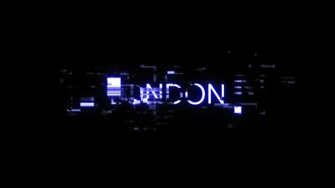 3D rendering London text with screen effects of technological glitches Stock Illustration