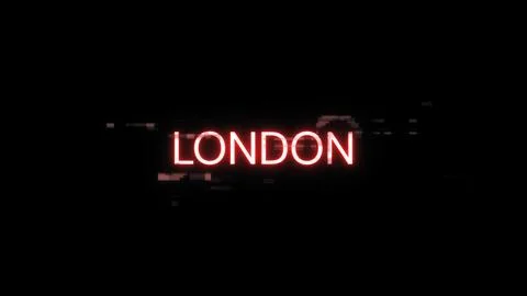3D rendering London text with screen effects of technological glitches 스톡 일러스트