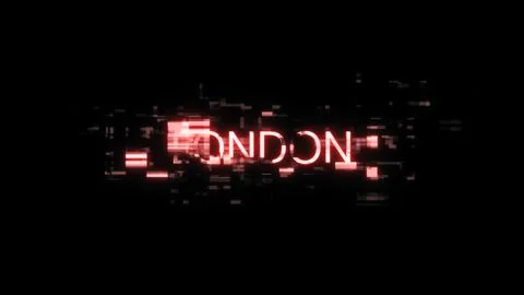 3D rendering London text with screen effects of technological glitches イラスト素材