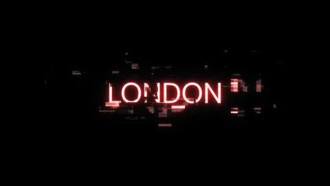 3D rendering London text with screen effects of technological glitches イラスト素材