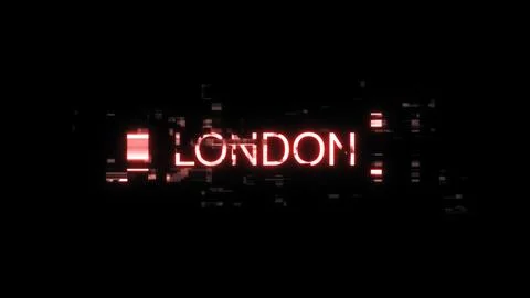 3D rendering London text with screen effects of technological glitches 库存插图