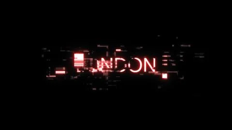 3D rendering London text with screen effects of technological glitches イラスト素材