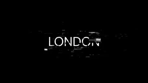 3D rendering London text with screen effects of technological glitches Illustrazione stock