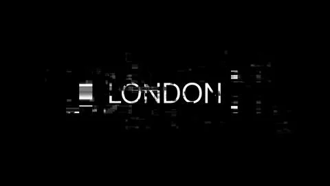 3D rendering London text with screen effects of technological glitches Stock Illustration