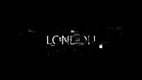 3D rendering London text with screen effects of technological glitches Stock Illustration