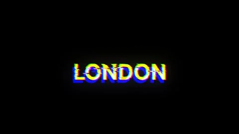 3D rendering London text with screen effects of technological glitches Stock Illustration