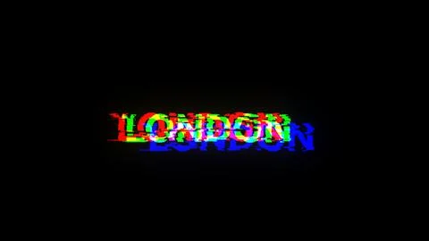 3D rendering London text with screen effects of technological glitches 库存插图