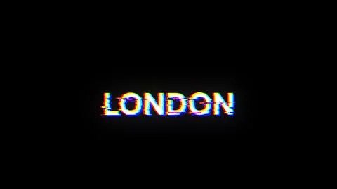 3D rendering London text with screen effects of technological glitches イラスト素材