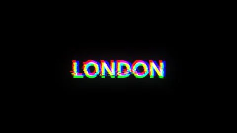 3D rendering London text with screen effects of technological glitches イラスト素材