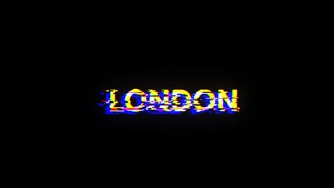3D rendering London text with screen effects of technological glitches 库存插图