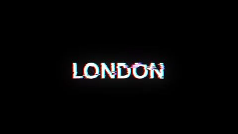 3D rendering London text with screen effects of technological glitches 库存插图