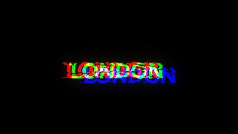 3D rendering London text with screen effects of technological glitches イラスト素材