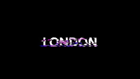 3D rendering London text with screen effects of technological glitches イラスト素材