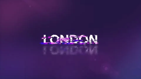 3D rendering London text with screen effects of technological glitches 库存插图