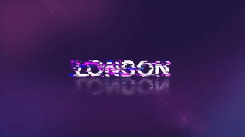 3D rendering London text with screen effects of technological glitches 库存插图