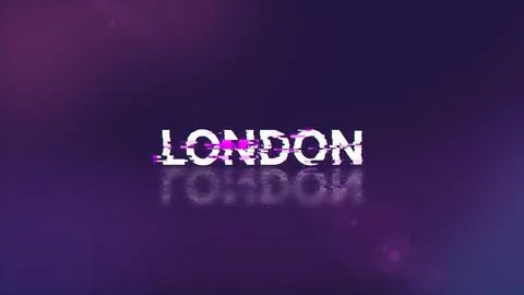3D rendering London text with screen effects of technological glitches 库存插图