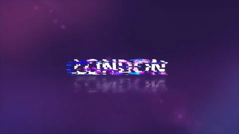 3D rendering London text with screen effects of technological glitches Stock Illustration