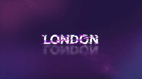 3D rendering London text with screen effects of technological glitches 스톡 일러스트
