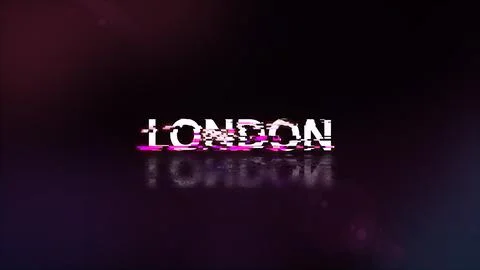 3D rendering London text with screen effects of technological glitches イラスト素材