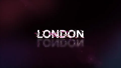 3D rendering London text with screen effects of technological glitches Stock Illustration