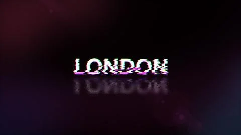 3D rendering London text with screen effects of technological glitches 库存插图
