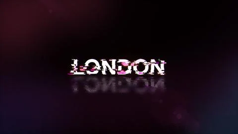 3D rendering London text with screen effects of technological glitches 库存插图