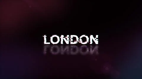 3D rendering London text with screen effects of technological glitches 库存插图