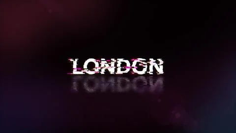 3D rendering London text with screen effects of technological glitches Stock Illustration