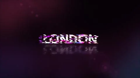 3D rendering London text with screen effects of technological glitches 库存插图