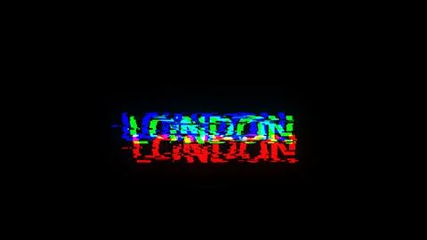 3D rendering London text with screen effects of technological glitches Stock Illustration