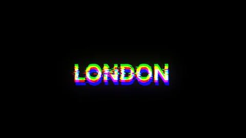 3D rendering London text with screen effects of technological glitches イラスト素材