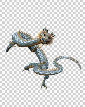 3D rendering of a long bodied dragon from Chinese folklore isolated on a tran Stock Illustration